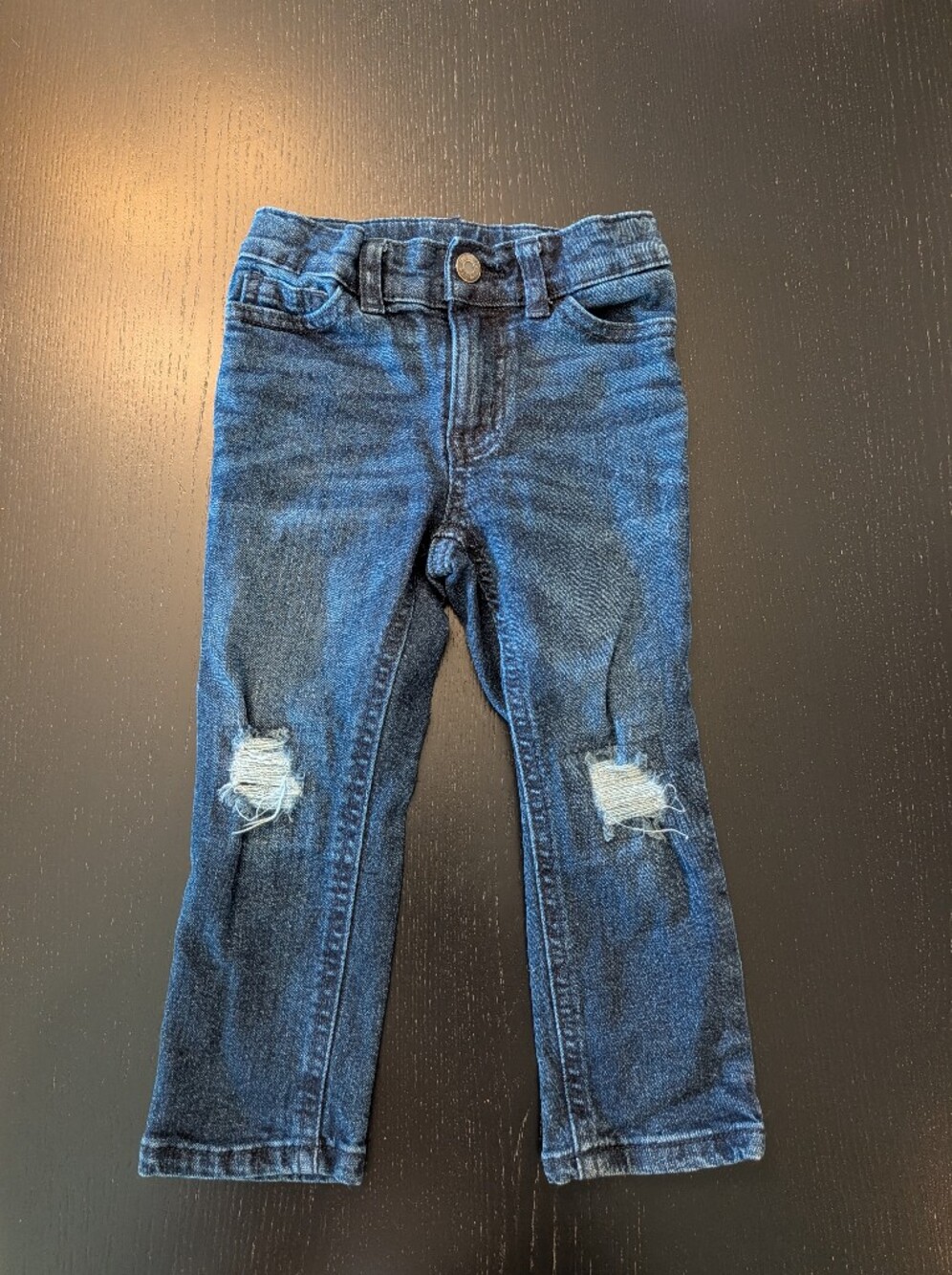Kid's Distressed Dark Blue Skinny Jeans